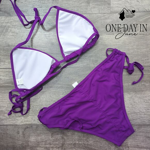 Adisputent Molded Cup Triangle Tie Side Bikini Swimsuit Size M - Picture 4 of 4